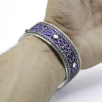 Kabyle Berber Cuff Bracelet Silver with Enamel Adjustable Moroccan Handmade