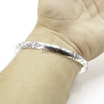 Moroccan Bracelet Engraved Sterling Silver Bangle, Handmade Bracelet Bangle