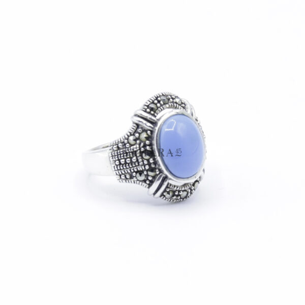 Moroccan Ring Real Turquoise & Marcasite Gemstone Ring Handmade 925 Sterling Silver