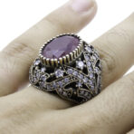 Turkish Ring, Handmade Women's Ruby Ring, 925 Sterling Silver, Turkish Ottoman Ruby Ring, Ladies Ring