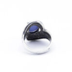 Real Turquoise with Marcasite Gemstone Ring Handmade, Moroccan Ring, 925 Sterling Silver - Size 10 - Image 3