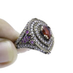 Ruby Ring, Handmade Women's Ring, Turkish Handmade Ring, Ottoman Ring, 925 Sterling Silver.