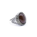 Moroccan Ring Vintage Real Carnelian Granulated Ring 925 Sterling Silver