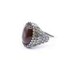 Moroccan Ring Vintage Real Carnelian Granulated Ring 925 Sterling Silver