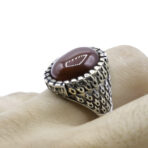 Moroccan Ring Vintage Real Carnelian Granulated Ring 925 Sterling Silver