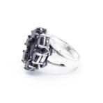 Moroccan Ring, 925 Sterling Silver Real Red Garnet Cluster Ring.