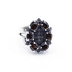 Moroccan Ring, 925 Sterling Silver Real Red Garnet Cluster Ring.