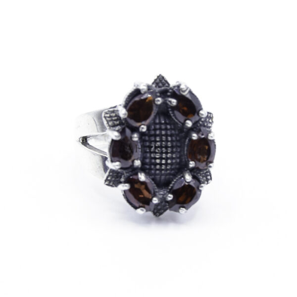 Moroccan Ring, 925 Sterling Silver Real Red Garnet Cluster Ring.