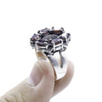 Moroccan Ring, 925 Sterling Silver Real Red Garnet Cluster Ring.