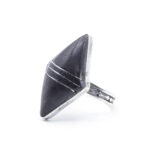 Ebony wood tribal and silver ring