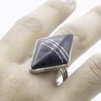Ebony wood tribal and silver ring