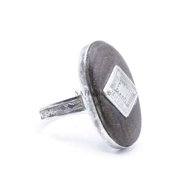 Ebony wood tribal and silver ring