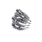 Moroccan Ring, 925 Sterling Silver Real Red Garnet Cluster Ring
