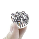 Moroccan Ring, 925 Sterling Silver Real Red Garnet Cluster Ring
