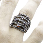 Moroccan Ring, 925 Sterling Silver Real Red Garnet Cluster Ring