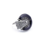Black Onyx Gemstone and Marcasite Oxidized Ring