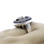 925 Sterling Silver Real Black Onyx Gemstone & Marcasite Oxidized Ring
