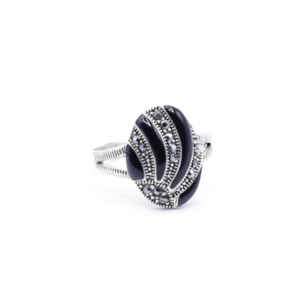 925 Sterling Silver Moroccan Ring Vintage Real Black Onyx Gemstone Ring