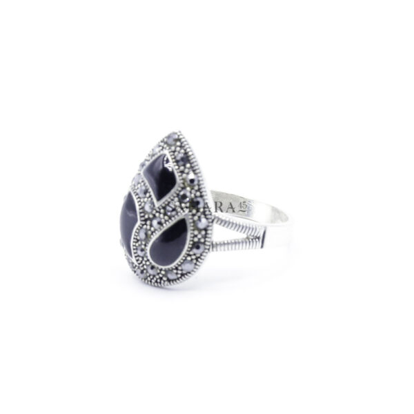 925 Sterling Silver Moroccan Ring Vintage Real Black Onyx Gemstone Ring