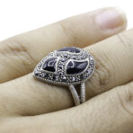 925 Sterling Silver Moroccan Ring Vintage Real Black Onyx Gemstone Ring