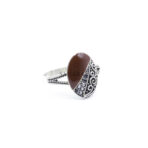 925 Sterling Silver Moroccan Ring Vintage Real Brown Agate Gemstone Ring