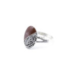 925 Sterling Silver Moroccan Ring Vintage Real Brown Agate Gemstone Ring
