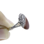 925 Sterling Silver Moroccan Ring Vintage Real Brown Agate Gemstone Ring