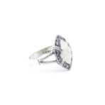 925 Sterling Silver Moroccan Ring Vintage Real Mother of Pearl Gemstone Ring