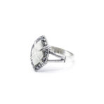925 Sterling Silver Moroccan Ring Vintage Real Mother of Pearl Gemstone Ring