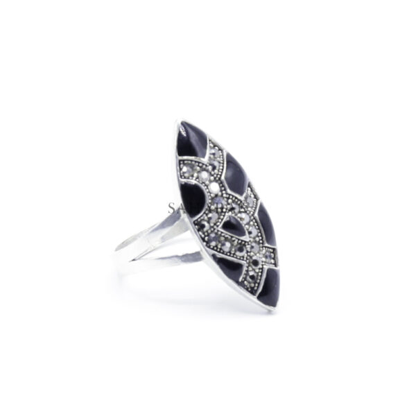 925 Sterling Silver Moroccan Ring Vintage Real Black Onyx Gemstone Ring