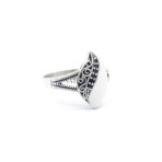 925 Sterling Silver Moroccan Ring Vintage Real Mother of Pearl Gemstone Ring