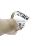 925 Sterling Silver Moroccan Ring Vintage Real Mother of Pearl Gemstone Ring