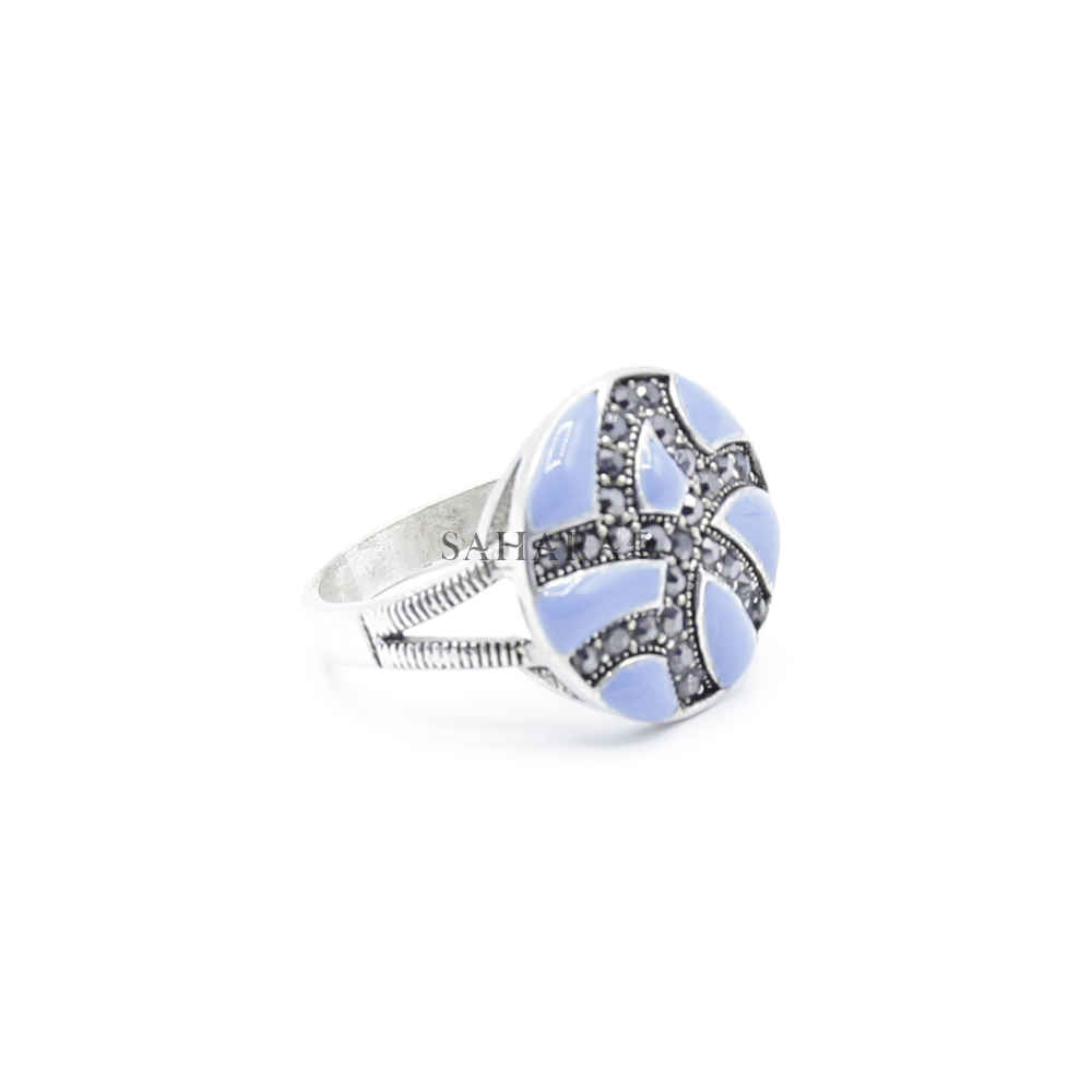 925 Sterling Silver Moroccan Ring Vintage Real Turquoise Gemstone Ring