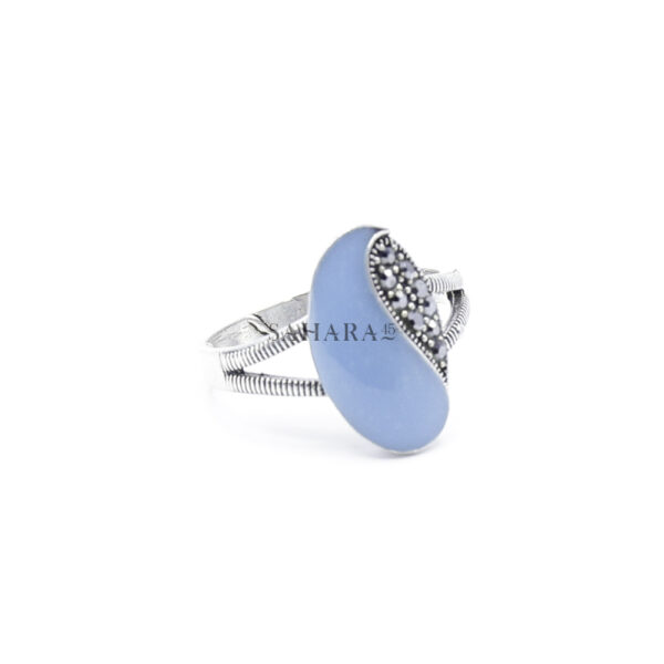 925 Sterling Silver Moroccan Ring Vintage Real Turquoise Gemstone Ring