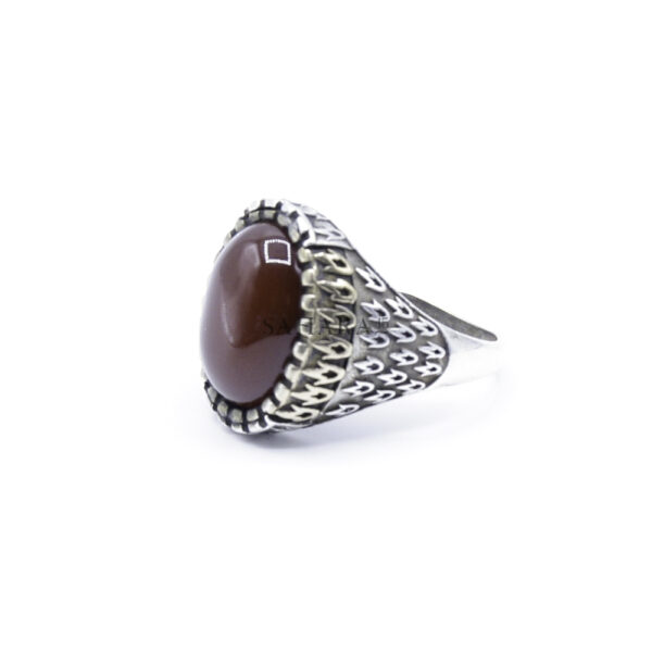 Natural Brown Agate Gemstone, With Copper 925 Sterling Silver, Moroccan Ring Real Brown Aqeeq Ring, Handmade Ring