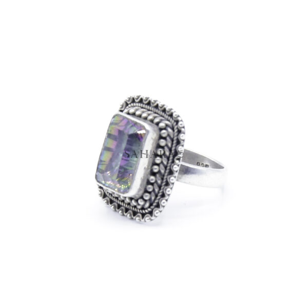 Angel Aura Quartz Gemstone Octagon Ring, Handmade Ring, Ring for Women, Bohemian Ring, 925 Sterling Silver