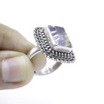 Angel Aura Quartz Gemstone Octagon Ring, Handmade Ring, Ring for Women, Bohemian Ring, 925 Sterling Silver
