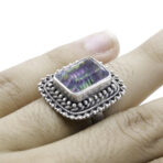 Angel Aura Quartz Gemstone Octagon Ring, Handmade Ring, Ring for Women, Bohemian Ring, 925 Sterling Silver