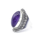Amethyst Gemstone Oval Stone, Handmade Ring, Woman's Amethyst Ring, Artisan Jewelry, 925 Sterling Silver