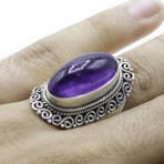 Amethyst Gemstone Oval Stone, Handmade Ring, Woman's Amethyst Ring, Artisan Jewelry, 925 Sterling Silver