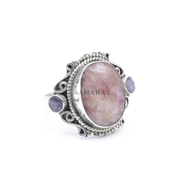 Rhodochrosite Gemstone Pink Stone, Handmade Ring, Woman's Rhodochrosite Ring, Artisan Jewelry, 925 Sterling Silver