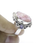 Rhodochrosite Gemstone Pink Stone, Handmade Ring, Woman's Rhodochrosite Ring, Artisan Jewelry, 925 Sterling Silver