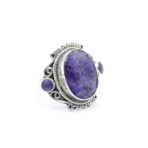 Saphir Bleu Gemstone Oval Stone, Handmade Ring, Saphir Bleu Women Ring, Artisan Jewelry, 925 Sterling Silver 