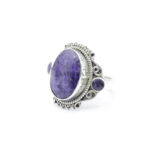 Saphir Bleu Gemstone Oval Stone, Handmade Ring, Saphir Bleu Women Ring, Artisan Jewelry, 925 Sterling Silver 