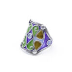 Moroccan enamel Ring, 925 sterling silver Ring, Berber Ring, Kabyle Ring, multi-color ring