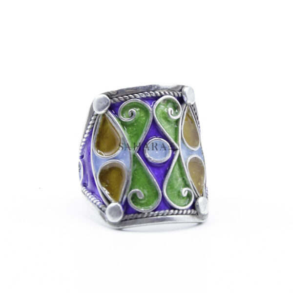 Moroccan enamel Ring, 925 sterling silver Ring, Berber Ring, Kabyle Ring, multi-color ring
