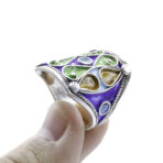 Moroccan enamel Ring, 925 sterling silver Ring, Berber Ring, Kabyle Ring, multi-color ring