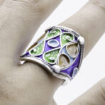 Moroccan enamel Ring, 925 sterling silver Ring, Berber Ring, Kabyle Ring, multi-color ring