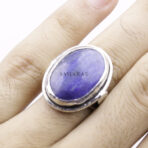 Vintage Real Cabochon Lapis Lazuli Swirl Ring 925 Sterling Silver