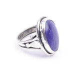 Vintage Real Cabochon Lapis Lazuli Swirl Ring 925 Sterling Silver